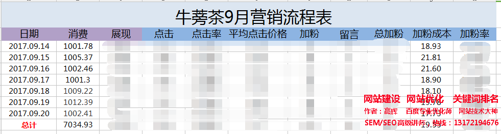 SEM培訓(xùn)-營銷流程表